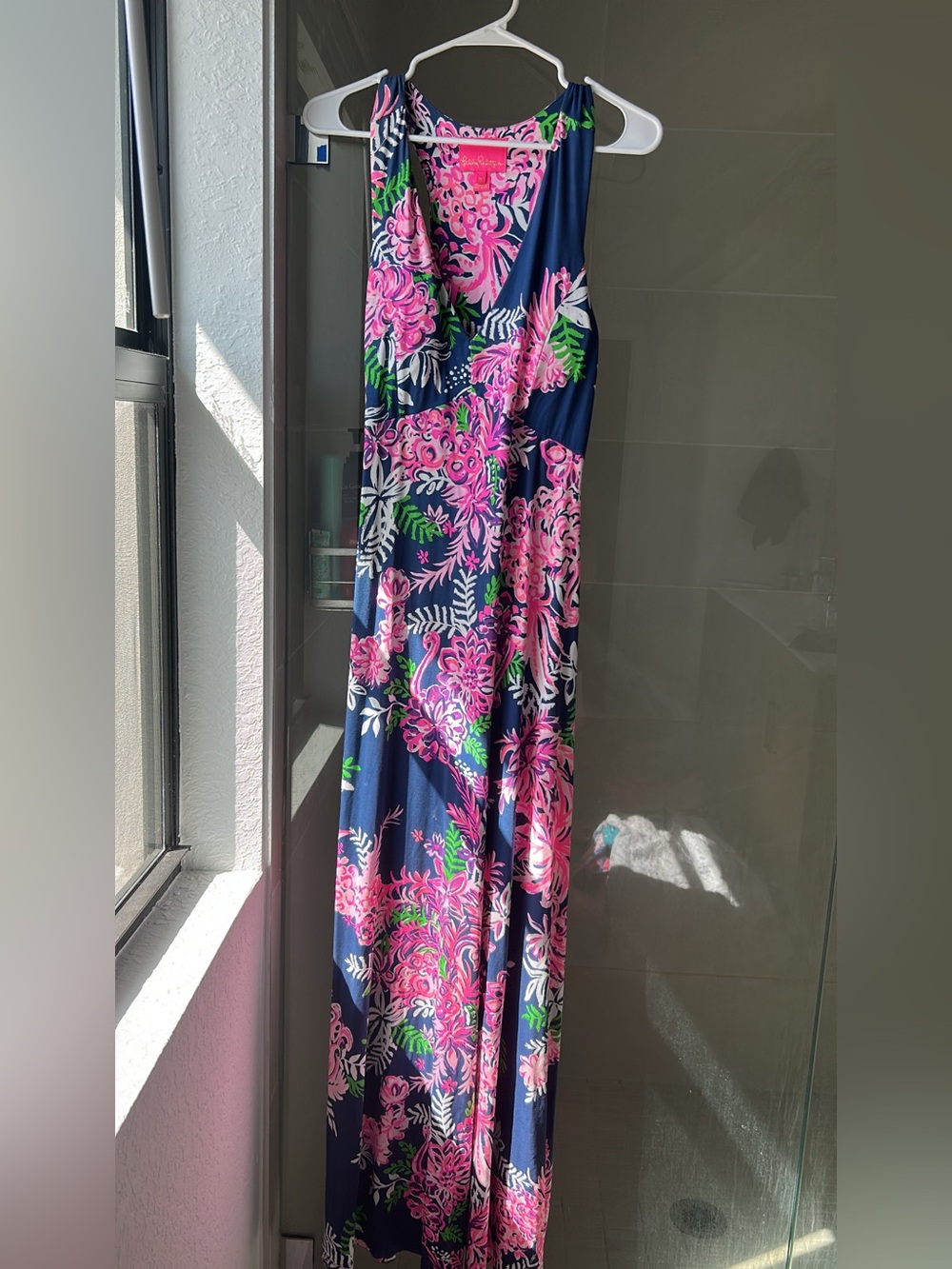 Lilly Pulitzer Size M NWOT Navy & Pink Floral Maxi Dress